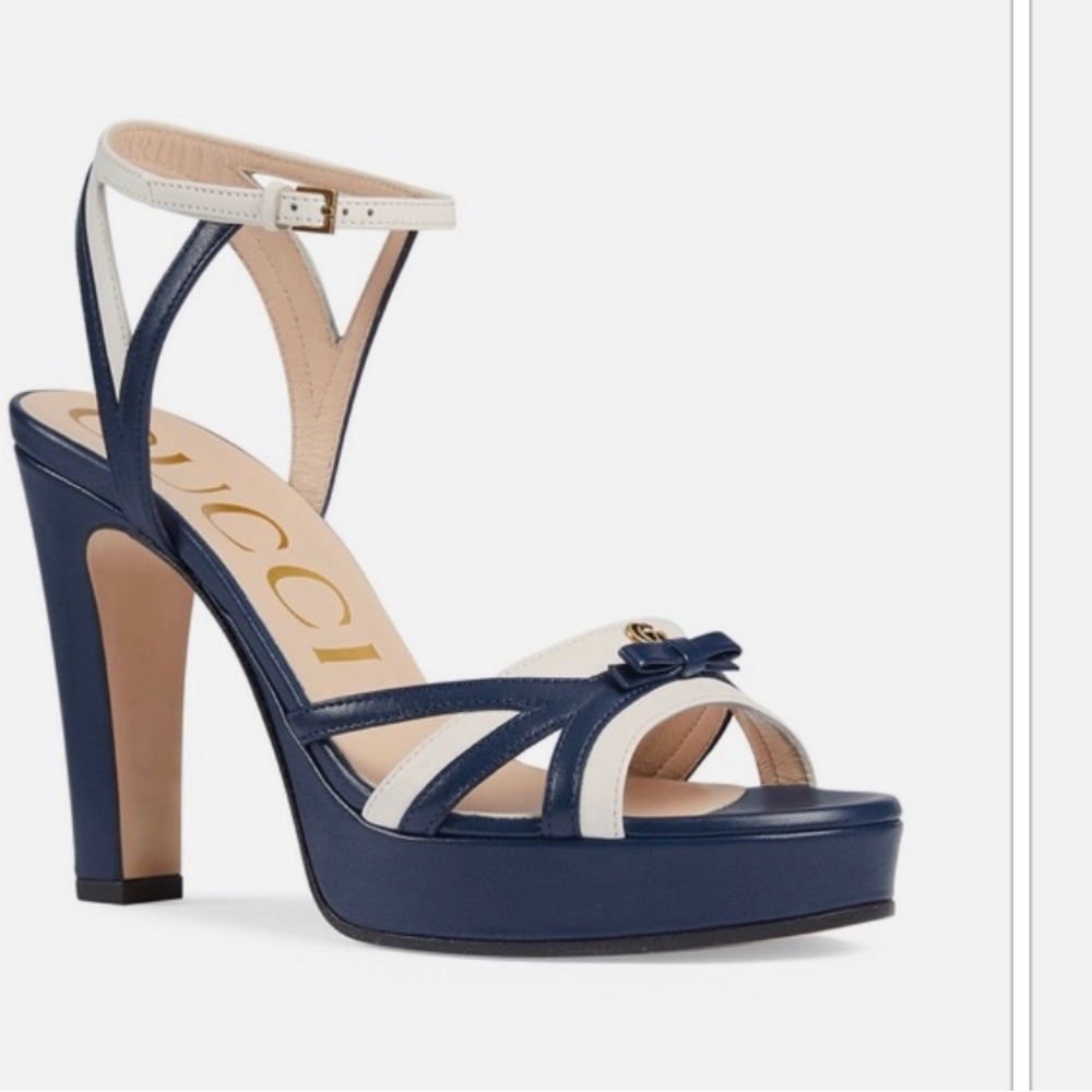 💯% authentic Gucci Alison two-tone leather platform heels